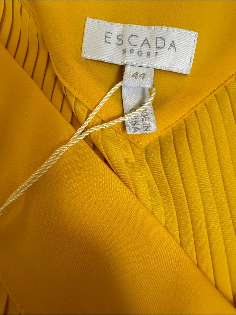NWT Escada Sport Damyka Sunflower Yellow Pleated Midi Dress Size 44 Designer - Picture 9 of 9